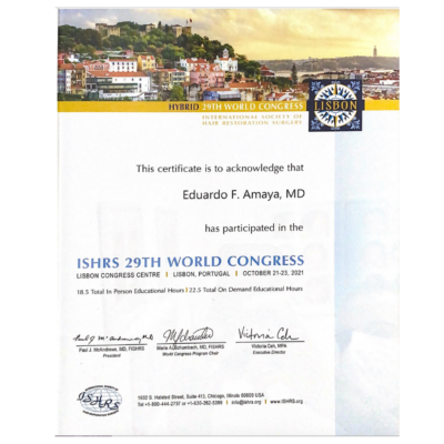 ISHRS 29th World Congress - Lisbon 2021